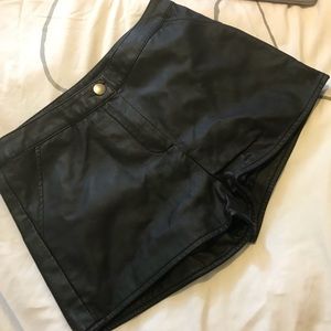 Black leather shorts